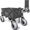 Beach Wagon with Big Wheels for Sand - All Terrain Steel Frame Utility Cart with 9" Pneumatic Tires, Collapsible Folding Design (Sand Warrior RX800 Black)