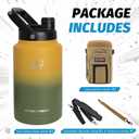 NATURE PIONEOR 1 Gallon Insulated Water Bottle - Double Vacuum Stainless Steel 128 oz Water Bottle with Holder, Wide Mouth & 2-in-1 Lid (Flip Straw & Spout), 1 Gallon Water Jug, Hiking, Camping, Gym