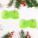 2pcs Christmas Hair Bows for Girls, Large Green Furry Hair Bows with Red Heart Cute Christmas Clips Costume Gifts Accessories for Girls Women Holiday Party