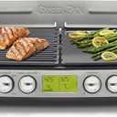 GreenPan Elite XL Smoke-less Grill and Griddle, Healthy Ceramic Nonstick Interchangeable/Removeable Cast Aluminum Plates, Indoor BBQ Sear Sizzle, LCD Display, Splash Guard, Drip Tray, PFAS-Free, Black