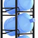 4 Tier 5 Gallon Water Jug Holder with 4 Lockable Wheels - Water Bottle Rack Organizer with Movable Casters, Heavy Duty Water Storage Rack Dispenser Stand for Kitchen Office Garage/Black