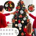 10 Pcs Fake Flowers Poinsettia Artificial Silver and White Flower 5.5" Christmas Tree Ornaments for Spring Easter Home Kitchen Wedding Bouquet Mother's Gift Day Decorations