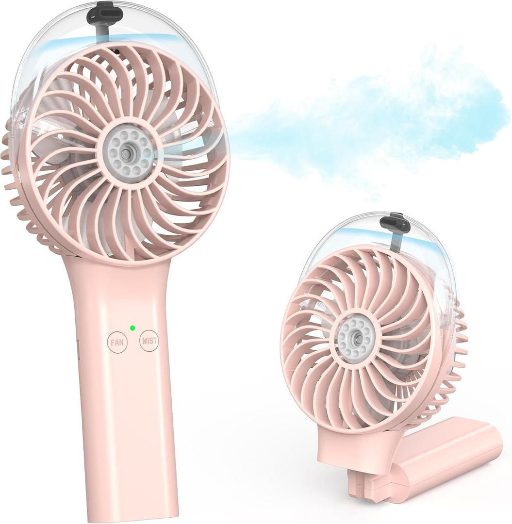COMLIFE Portable Handheld Misting Fan, 3000mAh Rechargeable Battery Operated, 180 Foldable, Mini Personal Fan with Water Sprayer for Travel, Makeup, Home, Office, Camping, Outdoors (Pink) COMLIFE Portable Handheld Misting Fan, 3000mAh Rechargeable Battery Operated, 180 Foldable, Mini Personal Fan with Water Sprayer for Travel, Makeup, Home, Office, Camping, Outdoors (Pink)