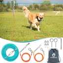 Professional Dog Runner Trolley SystemHeavy Duty & Adjustable 175ft Dog Zip Line with 10ft & 15ft Tie Out for Large Dogs Up to 250lbs, Chew Proof Dog Run Cable for Yard, Camping & Outdoor Adventure (Ice Blue + Orange)