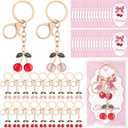 30 Sets Cherry Keychain Party Favor Fruit Cherries Keyring with Greeting Cards and Bags Thank You Gifts Cherry on Top Baby Shower Decorations Wedding Guest Gifts Birthday Party Supplies