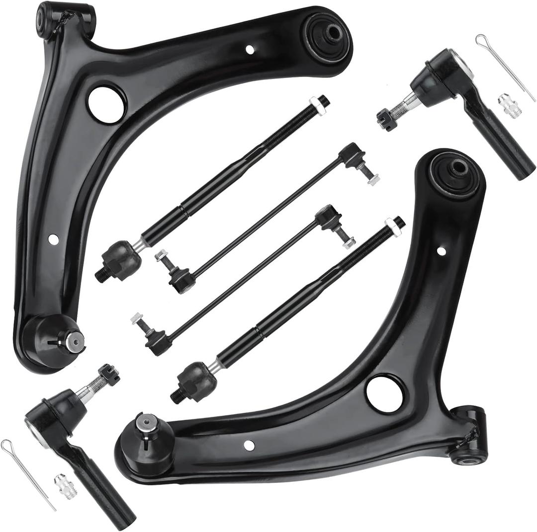 8PCS Front Lower Control Arm w/Ball Joint for 2007-2012 Dodge Caliber, 2007-2017 Jeep Compass Patriot Suspension Kit K620066 K620065 EV80645 ES800408 K750385