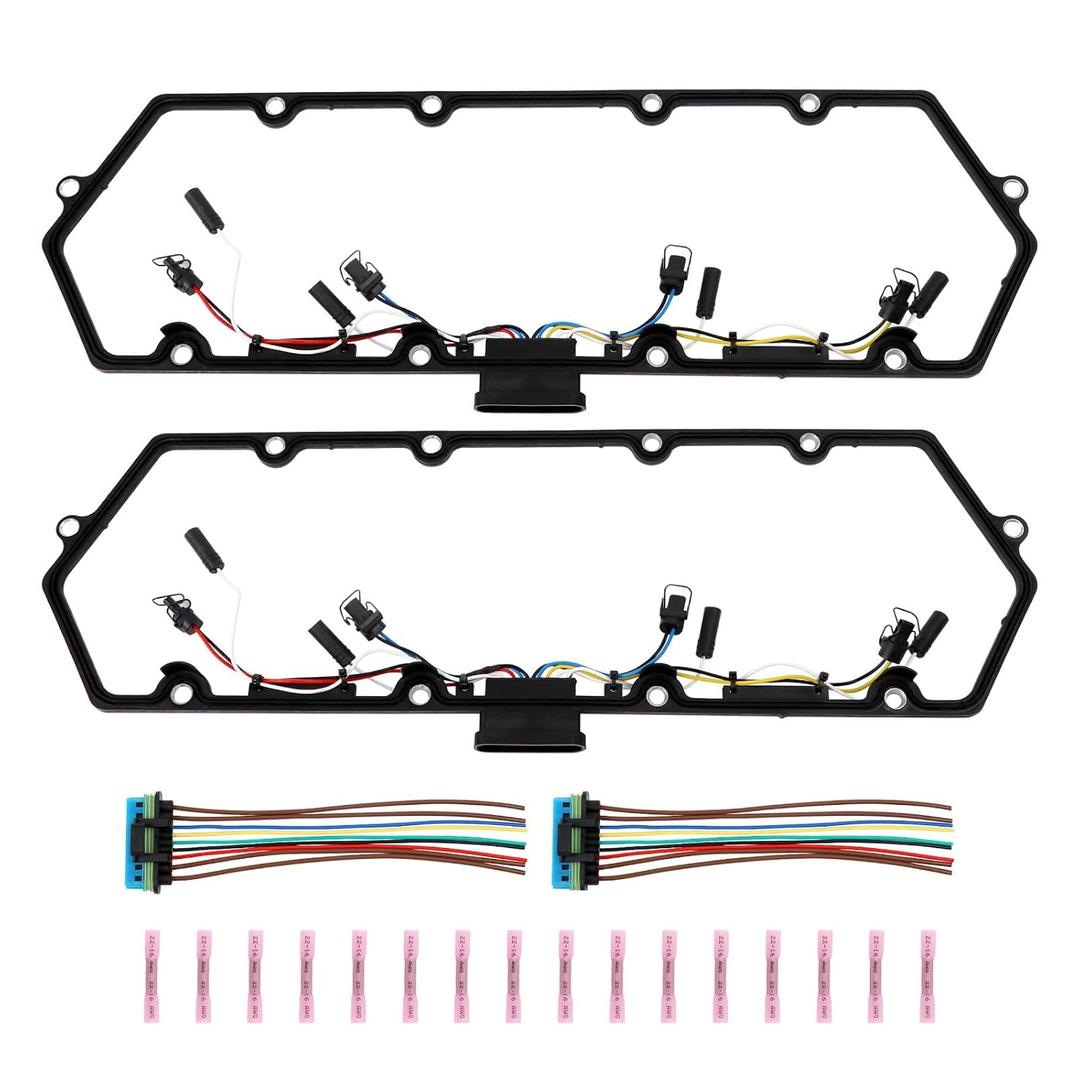 7.3L Valve Cover Gasket Set with Injector Glow Plug Harness Compatible with 98-03 7.3 Diesel F81Z-6584-AA F81Z-9D930-AB Replacement
