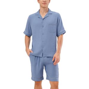 DAVID ARCHY Mens Pajamas Set Short Sleeve Summer Loungewear Soft Lightweight 2 Piece Pj Shorts Set with Pockets (Medium, Dusky Blue) DAVID ARCHY Mens Pajamas Set Short Sleeve Summer Loungewear Soft Lightweight 2 Piece Pj Shorts Set with Pockets (Medium, Dusky Blue)