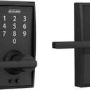 Schlage FE695 CEN 622 LAT Touch Century Lock with Latitude Lever, Electronic Keyless Entry Lock, Matte Black