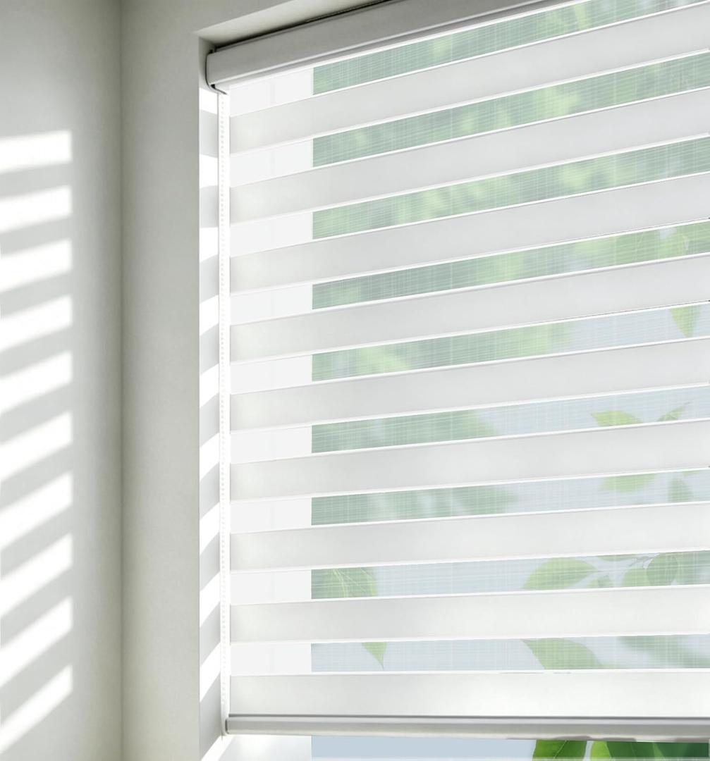 Color-Matched Custom Cordless Zebra Blinds, Light Control for Day and Night, Privacy Light Filtering Dual Layer Window Shade, Energy-Saving Cordless Zebra Blinds for Windows, Window Shade, 27"W x 48"H