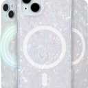 LONLI Hue - Magnetic Case for iPhone 15 - [Compatible with Magsafe] - [360 Shock-Absorbent Bumper] - [Cute and Unique Phone Cover for Girls and Women] - White Pearl Tort