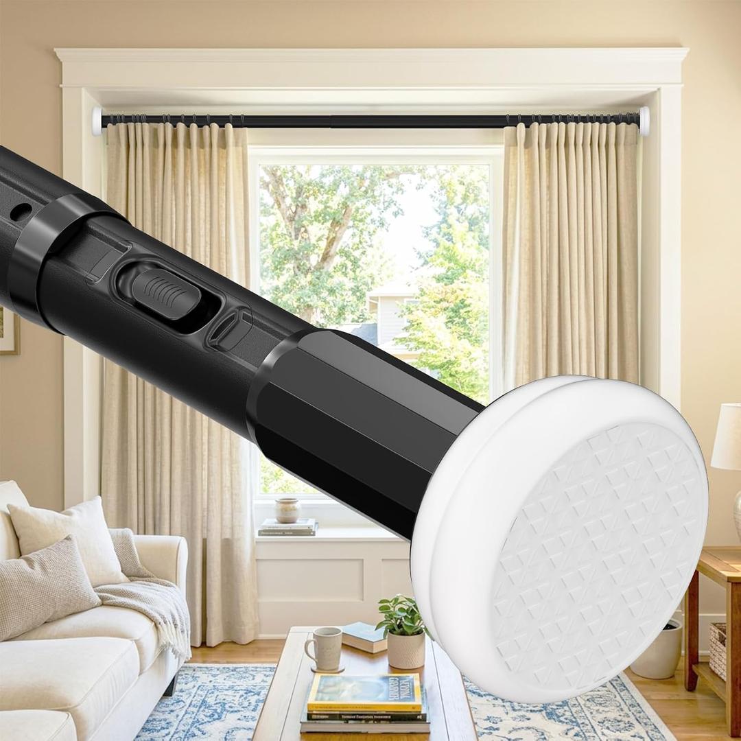 Tension Curtain Rod No Drilling 39-86", Heavy Duty Long Shower Rod Black
