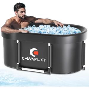 XL Ice Bath Tub,133 GAL Large Portable Cold Plunge Tub with Cover, Cold Water Therapy Recovery at Home Gyms Outdoor Use,Extra Ice Massage Balls Include,46"L x 22"W x 23"H