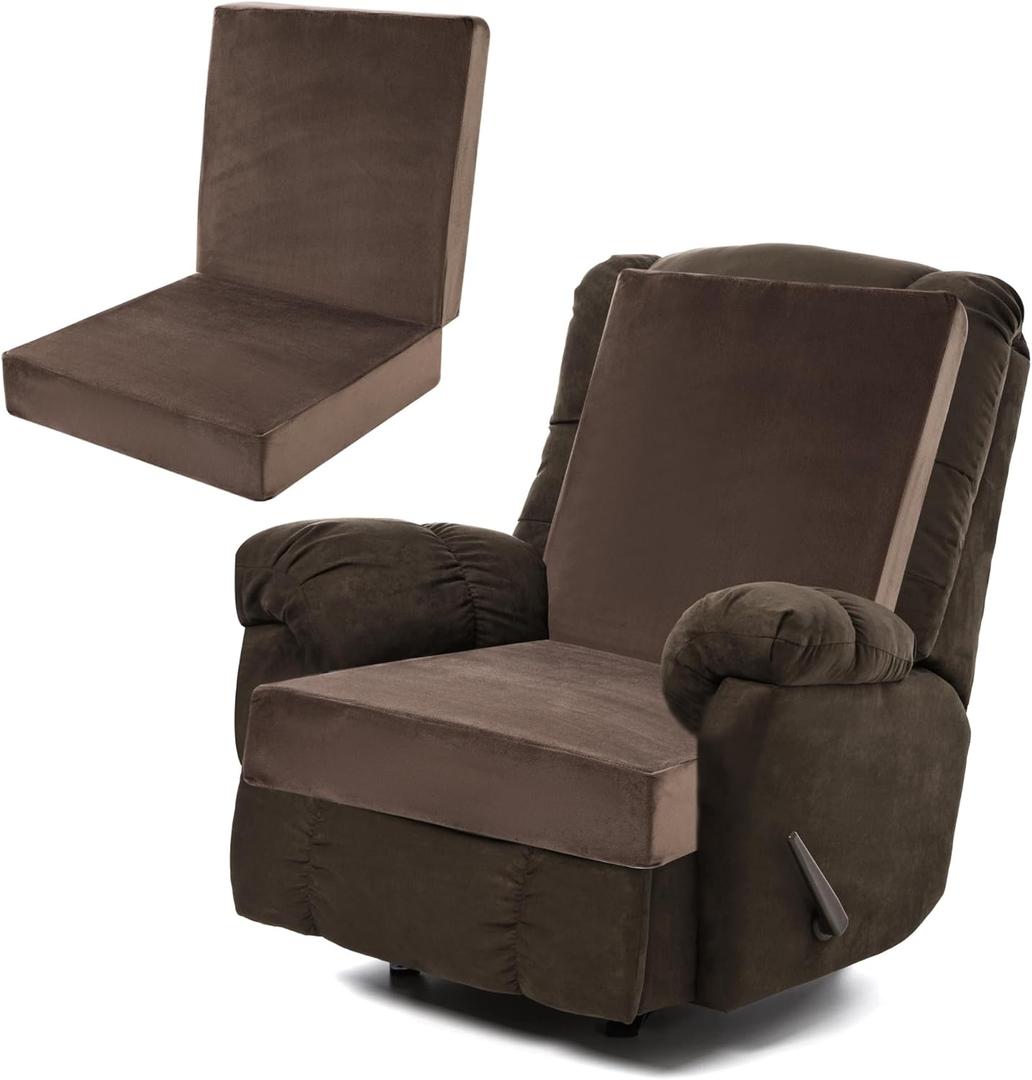 ROYALAY Foam Recliner Chair Seat Cushion with Longer Lumbar Support Pillow for Elderly Rest and Back Support, Extra Large & Non-Slip, Thicker & Supportive Chair Pad, (21.5" Height Backrest Cushion) (Brown)