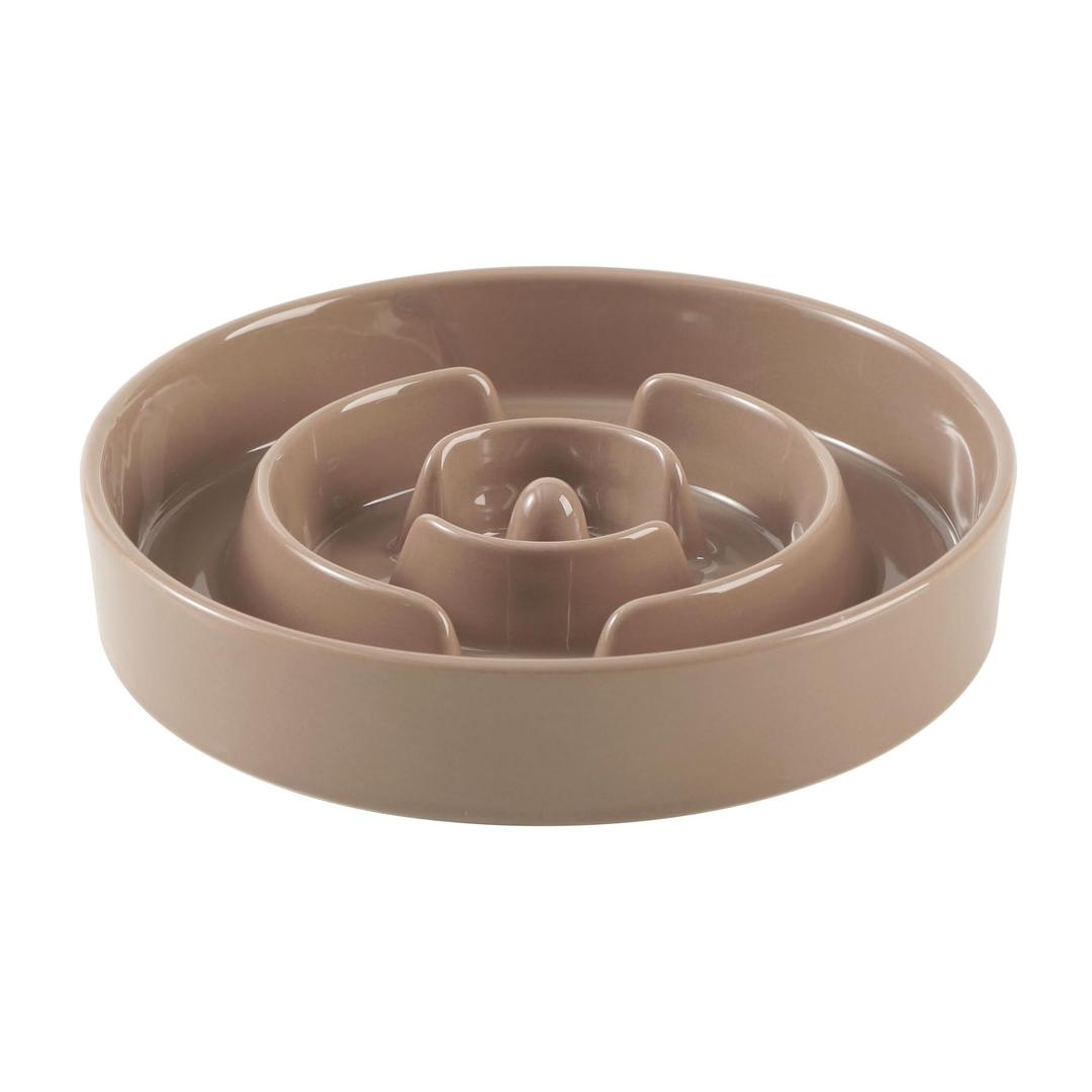 Havniva 8.2inch Ceramic Slow Feeder Dog Bowl for Medium and Large Breed, Puzzle Dog Food Dish, Anti-Gulping, Pet Slow Feeder Bowl, Stop Bloat, Preventing Choking (Single Bowl-Brown Coffee)