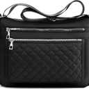 RNIEGA Crossbody Bag for Women Roomy Nylon Shoulder Bag Lightweight Zipper Daily Bag with Pockets for Travel with 3 Styles (Black)
