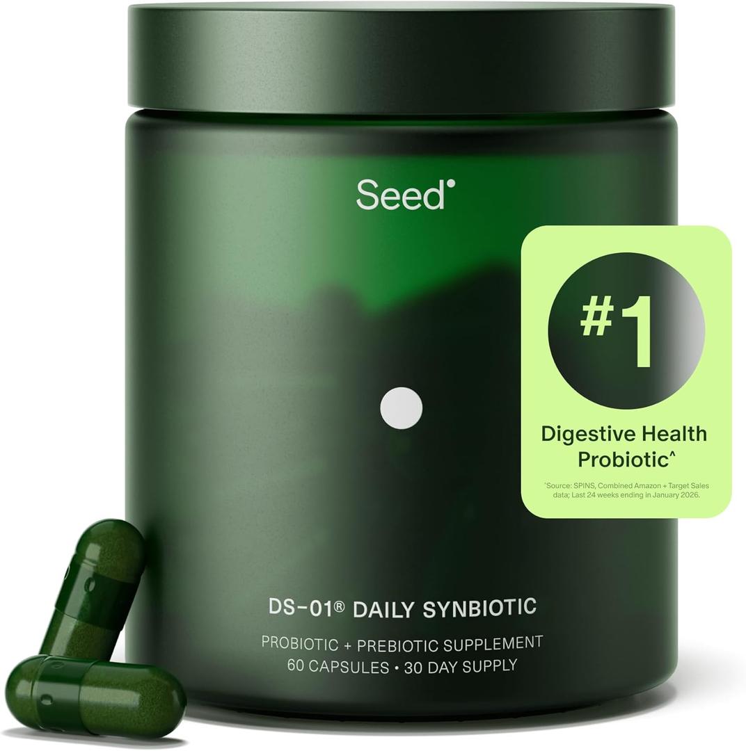 Seed DS-01 Daily Synbiotic - Prebiotic and Probiotic for Women & Men - Digestive Health, Gut Health, Immune Support, Bloating & Constipation Relief - Vegan & Shelf-Stable - 30-Day Starter (60ct)