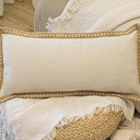 JoraLion Burlap Linen Lumbar Pillow Cover 14 x 24 inch, Trimmed Tailored Edges Cushion Cover Farmhouse Modern Decorative Pillow Case Outdoor Decor, Beige, Pack of 1 (Cover Only)