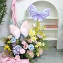 Purple Pink Giant Silk Butterfly Decorations, 20 Inch 3D Butterflies for Wedding Birthday Party Wall Decor, 2 PCS