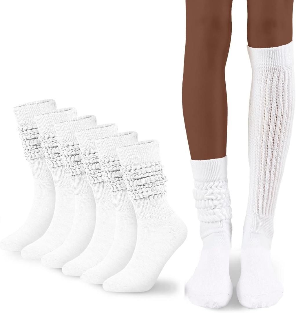Flydo Womens Slouch Sock Scrunch Socks Soft Long Boot Socks for Women Stacked High Sock 2-3 PACK (3 Pairs White)