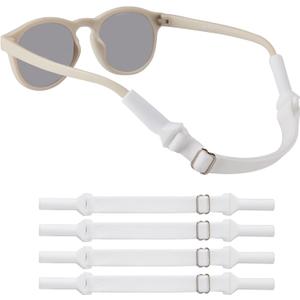 lvvfit Baby Glasses Straps(5-8inch)-Adjustable Glasses Strap Sports Sunglasses Eyeglasses Holder Straps for Toddler and Infant-Eyewear Retainers for Boys and Girls Age 0-3 years (4pcs White)
