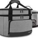 YOREPEK 2 Layer Slow Cooker Carrier, Compatible with 6, 7, 8 Quart Crock-Pot, Insulated Large Slow Cooker Travel Bag with Bottom Pad Lid Fasten Straps, for Family Gathering Potluck, Gifts for Women