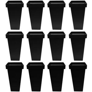 Fifizoo 16 Pcs Flower Buckets 13.4 Inch Plastic Flower Bucket for Cut Flowers Modern Round Vases for Centerpieces Display Decorative White Vases for Table Home Wedding Decorations, Black
