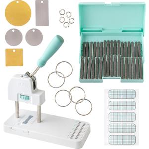 We R Makers, Jewelry Press Kit Machine, Includes 1 Jewelry Press, 34 Piece Metal Stamping Kit, and Alignment Stickers, The Perfect Jewelry Kit for Adults to Make Rings, Necklaces and Magnets