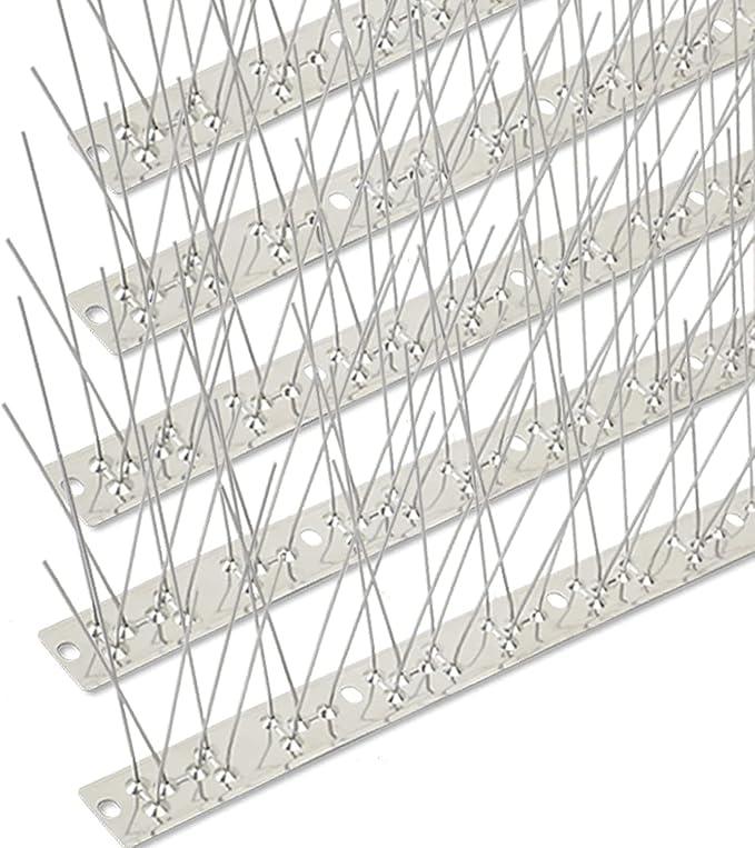 Valibe Bird Spikes Stainless Steel 200ft Coverage 185 Pack for Pigeons Small Birds Outdoor Use Bird Spikes Strips for Fence Crows Woodpeckers with 304 Stainless Steel Pins and Base Not Rusty