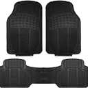 FH Group Automotive Floor Mats Solid ClimaProof for all weather protection Universal Fit Trimmable Heavy Duty fits most Cars, SUVs, and Trucks, 3pc Full Set Black