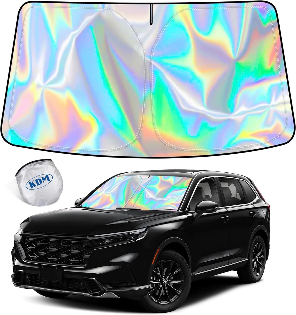 KDM Laser Silver Style Windshield Sun Shade Fit for 2012 2013 2014 2015 Honda Civic,Foldable Front Reflective Windows Sunshade Visor Protector Blocks UV Rays Heat