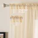MIULEE 2 Panels Solid Color Sheer Window Curtains Elegant Window Voile Panels/Drapes/Treatment for Bedroom Living Room (54 X 120 Inches Cream Beige)