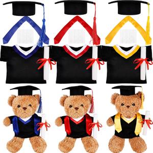 3 Sets Graduation Bear Clothes Include 3 Cap with Tassel 3 Graduation Gown 3 Certificate 3 Stole Fits 14-15 Inch Plush Teady Bears Stuffed Animal Grad Party Doll Clothing Gift, 14-18 inch