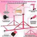 Foldable Gymnastics Bar, 6FT Horizontal Bars, Folding Training Bar for Kids Ages 3-18, Weight Limit 500 LB, Adjustable kip Bar,Home Gym Equipment Indoor, 6 FT Base