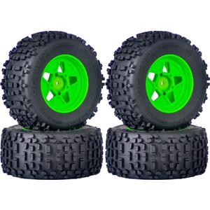 3.8" MT Monster Truck Tires with Foam Insert - 17mm/14mm/12mm Hex Adapters Included, Compatible with TRAXXAS Sledge, ARRMA KRATON, Outcast, Tamiya, HSP (Set of 4), Replacement Part of AR510092 (Green Rim) 3.8" MT Monster Truck Tires with Foam Insert - 17mm/14mm/12mm Hex Adapters Included, Compatible with TRAXXAS Sledge, ARRMA KRATON, Outcast, Tamiya, HSP (Set of 4), Replacement Part of AR510092 (Green Rim)
