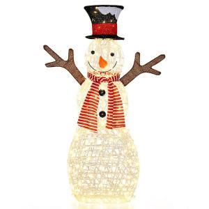 42 in. H x 26 in. L Pre-Lit LED Standing Snowman Artificial Christmas Swag Decoration