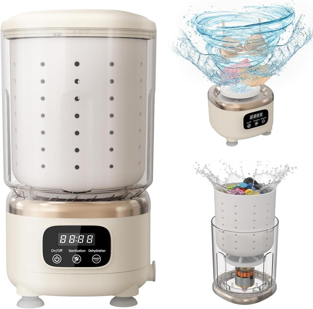 2L Mini Washing Machine, Portable Underwear Washer with 3 Modes (5-Min Wash, 5-Min Rinse, 3-Min Spin), Leakproof & Detachable Design, Drain Hose, Deep Cleaning for Underwear, Socks & Baby Items