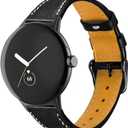 Leather Bands Compatible with Google Pixel 3 45mm Watch, Replacement Genuine Leather Straps for Women Men, Black