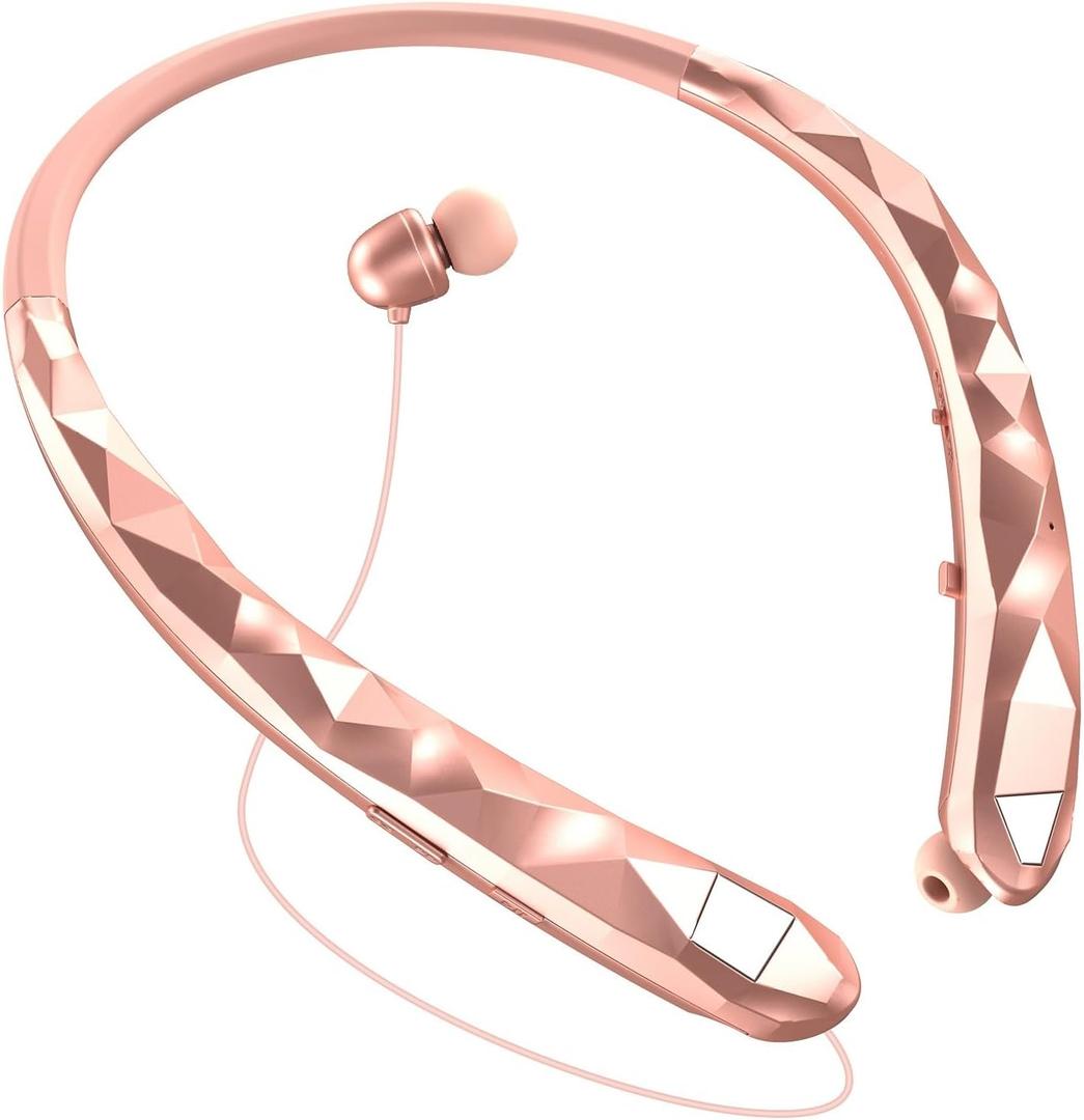 Bluetooth Neckband Headphones, Retractable Headphone Bluetooth 5.3 & IPX5 Waterproof, Neckband Headphones 18H Playback with ANC for Fitness/Office