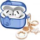 (with Safety Lock) VISOOM 2025 Clear Cases for Airpods iPods 4 Case Cover Women, Bling Airpod iPod 4 Case Soft 4th Gen Air Pods iPods Cases with Keychain for Apple Headphones Airpods4 Generation-Blue