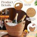 meekoo 1 Pack 6.2 L Handmade Rattan Wicker Champagne Ice Bucket with Removable Acrylic Liner Rattan Wicker Wine Beer Soda Bucket Outdoor Party Ice Tub Coastal Cooler Basket for Beach Coastal Decor (EXP 08/01/36)