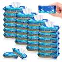 Threlaco 48 Pack Total 384 Pcs Travel Size Flushable Wipes Skin Friendly Hand Wet Wipes with Hypoallergenic Natural Extracts Unscented Alcohol Free for Travel Essentials Adults Children Baby Care