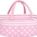 Aori Reborn Baby Dolls Bassinet Foldable Baby Doll Carrier Bed Soft Doll Carrier Doll Accessories with Handle for 17-22 inch Baby Dolls Girls (Pink)