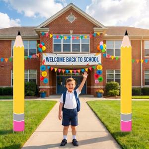 Gisafai 2 Pcs 5ft Back to School Giant Metal Pencil Outdoor Decorations