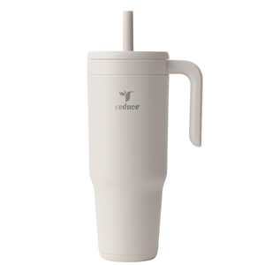 REDUCE Chiller Vacuum Insulated 40 oz Tumbler with Spill-Proof Silicone Straw - Sustainable Tritan Lid with Water Intake Markers - Soft Sit Base Travel Mug - Dishwasher Safe - Unbleached