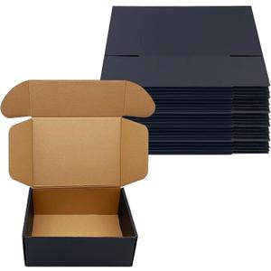 24 Pack 8x6x3 inch Black Shipping Boxes Cardboard Packaging Boxes for Mailing Shipping Corrugated Cardboard Boxes for Packaging Small Business Craft Flat Shipping Boxes Empty Gifts Giving Products