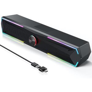 Pc Speakers for Desktop with Flowing LED, Clear Sound Computer Speaker for Desktop Laptop Monitor, Bluetooth & USB Input