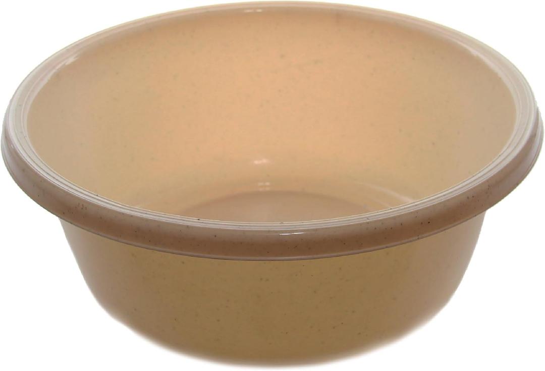 YBM Home 1148 Round Plastic Wash Basin, 7 Quarts, 11.25", Beige with Dots