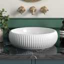 Bathroom Vessel Sink above Counter, Bowl Sinks for Bathroom, Countertop White Bathroom Sink 16.4" for Cabinet Lavatory Vanity Porcelain Ceramic, CBS131, 16.5" x 16.5"