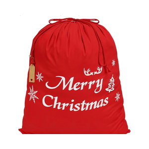 JOINDO Cloth Christmas gift bag, Extra Large Size (28 x 32 inches), Classic Santa Sack Design, Drawstring Design, 100% Cotton